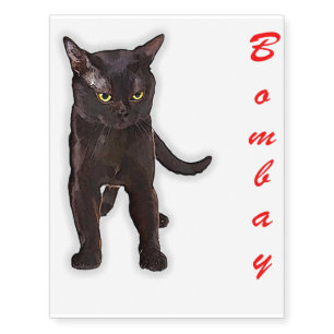 Hand Draw Funny Bombay Cat Japan Gift Dad Mom Temporary Tattoos