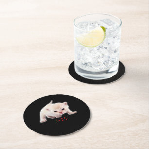 Hand Draw Funny Burmilla Cat Japan Dad Mom Bro Round Paper Coaster