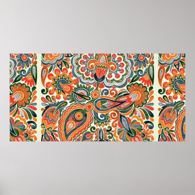 hand draw marker flower ethnic design. Ukrainian t Poster (Front)