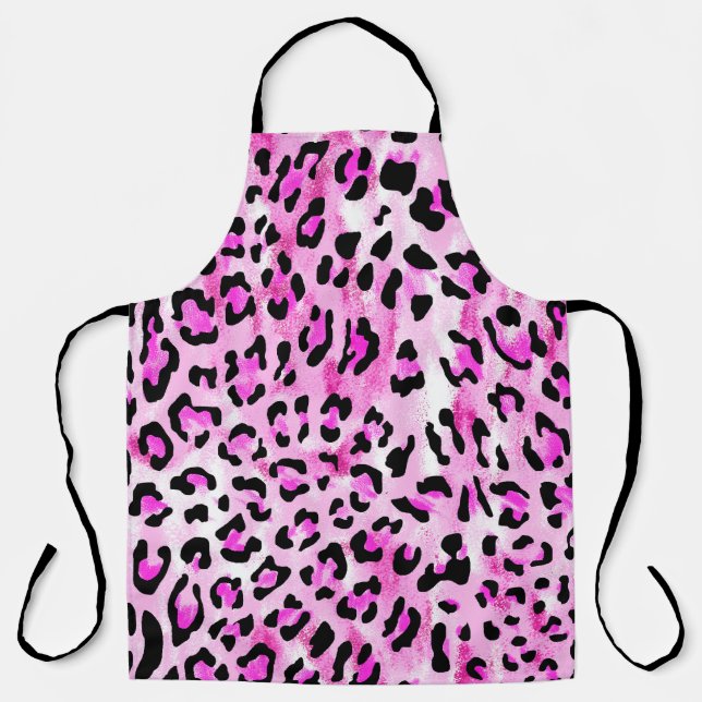 hand draw pink color seamless leopard pattern / il apron (Front)