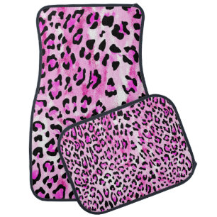 hand draw pink color seamless leopard pattern / il car floor mat