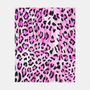 hand draw pink color seamless leopard pattern / il fleece blanket