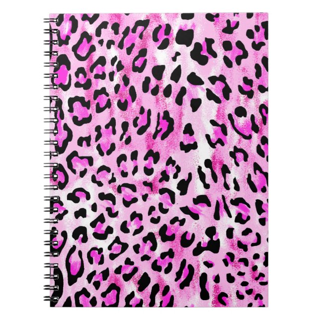 hand draw pink color seamless leopard pattern / il notebook (Front)