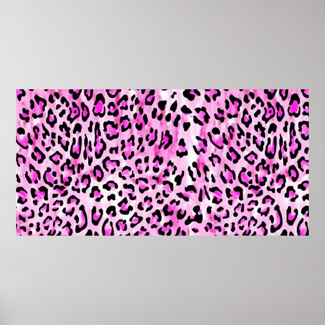 hand draw pink color seamless leopard pattern / il poster (Front)