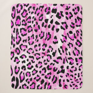 hand draw pink color seamless leopard pattern / il sherpa blanket
