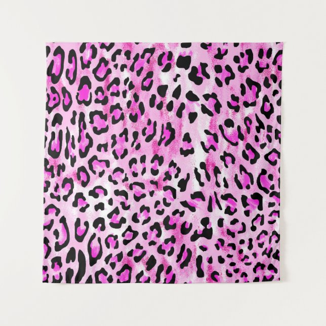 hand draw pink color seamless leopard pattern / il tapestry (Front)