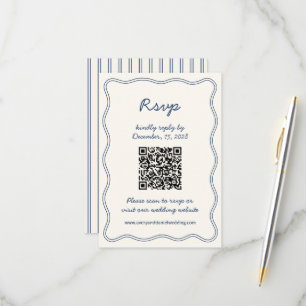 Hand Draw Retro Blue Handwritting RSVP Card