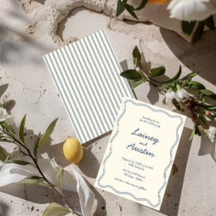 Hand Draw Vintage Blue Handwritting Wedding Invitation