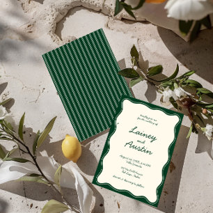 Hand Draw Vintage Green Handwritting Wedding Invitation