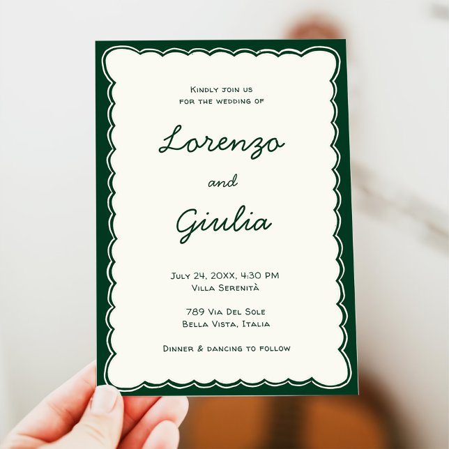 Hand Draw Vintage Green Handwritting Wedding Invitation (Creator Uploaded)