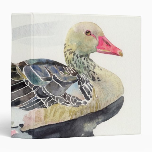 Hand Draw Watercolor Bird, Duck 3 Ring Binder (Front/Spine)