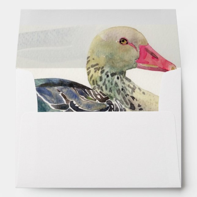 Hand Draw Watercolor Bird, Duck Envelope (Back (Bottom))