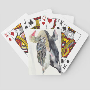 Hand Draw Watercolor Bird, Duck Poker Cards