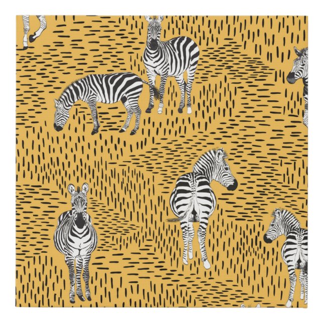 Hand draw Zebra Seamless Pattern With Line Backgro Faux Canvas Print (Front)