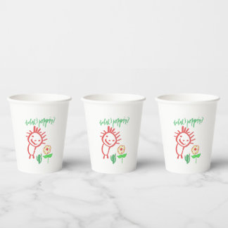 hand drawing baby  paper cups