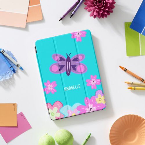 Hand Drawing Colourful Cartoon Flowers  Butterfly iPad Pro Cover