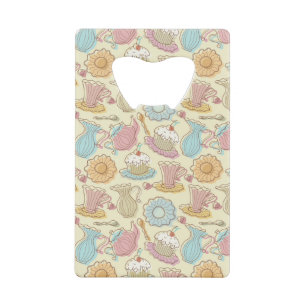 Hand Drawing Dishes Silhouettes Credit Card Bottle Opener