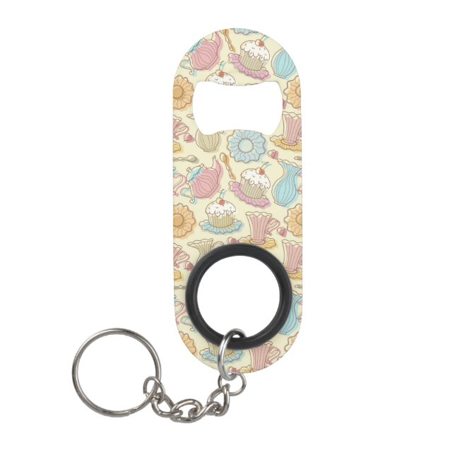 Hand Drawing Dishes Silhouettes Keychain Bottle Opener (Front)