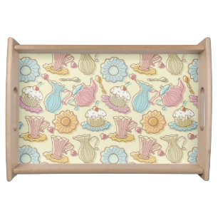 Hand Drawing Dishes Silhouettes Serving Tray