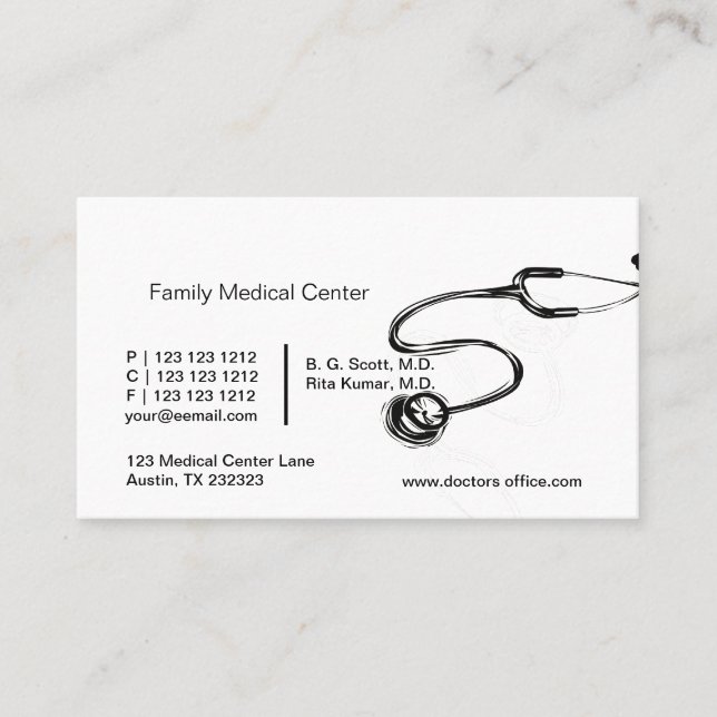 Hand Drawing Doctor  Nurse Emergency  Stethoscope Appointment Card (Front)