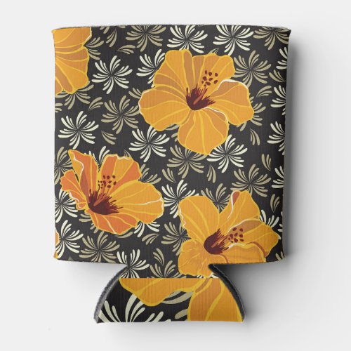 Hand_Drawing Floral Vintage Seamless Pattern Can Cooler