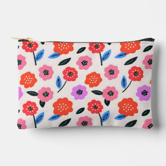 Hand drawing flowers pattern accessory pouch