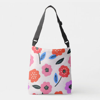 Hand drawing flowers pattern crossbody bag