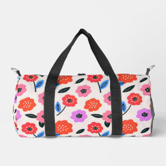 Hand drawing flowers pattern duffle bag