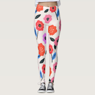 Hand drawing flowers pattern leggings