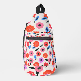 Hand drawing flowers pattern sling bag