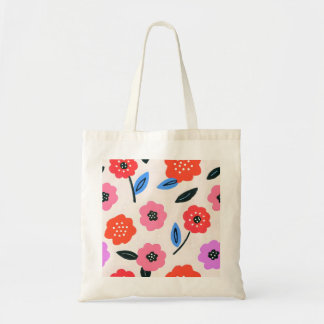 Hand drawing flowers pattern tote bag