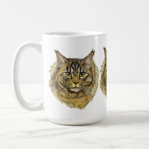 Hand drawing fluffy Maine Coon cat Coffee Mug