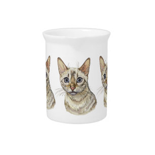 Hand drawing funny Snow bengal cat Coffee Mug Beverage Pitcher