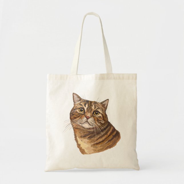 Hand drawing funny Tabby cat Tote Bag (Front)
