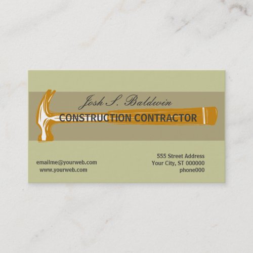 Skilled Trade Contractor Plain Business Card Template