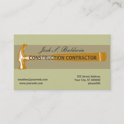 Customizable Skilled Trade Contractor Plain Business Card Template
