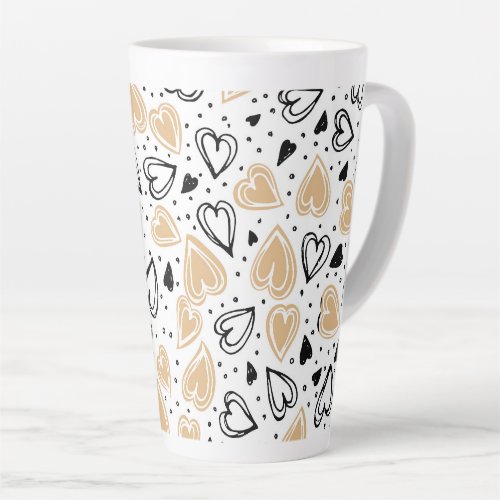 Hand Drawing Hearts Pattern Latte Mug