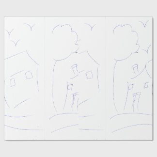 HAND DRAWING HOUSE WRAPPING PAPER