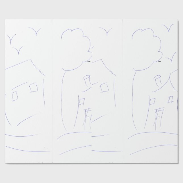 HAND DRAWING HOUSE WRAPPING PAPER (Seam)