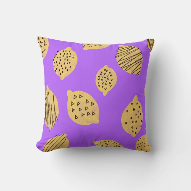 Hand drawing Lemon Fruit Throw Pillow (Front)