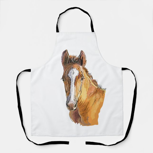 Hand drawing little cute foal apron (Front)