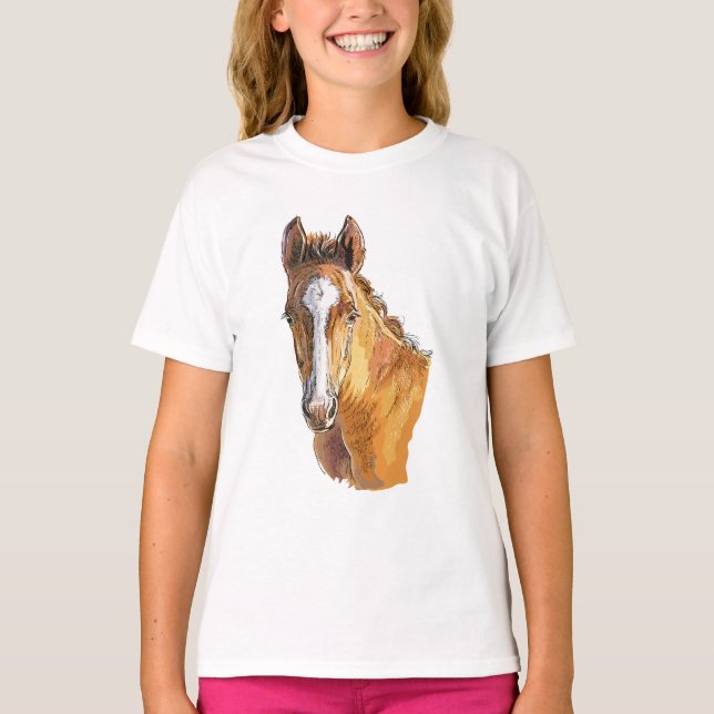 Hand drawing little cute foal T-Shirt (Front)