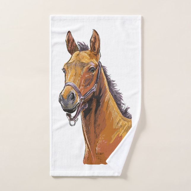 Hand drawing little cute foal towel  (Hand Towel)