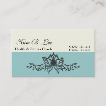 Hand Drawing Lotus Floral  Yoga Instructor Business Card by 911business at Zazzle