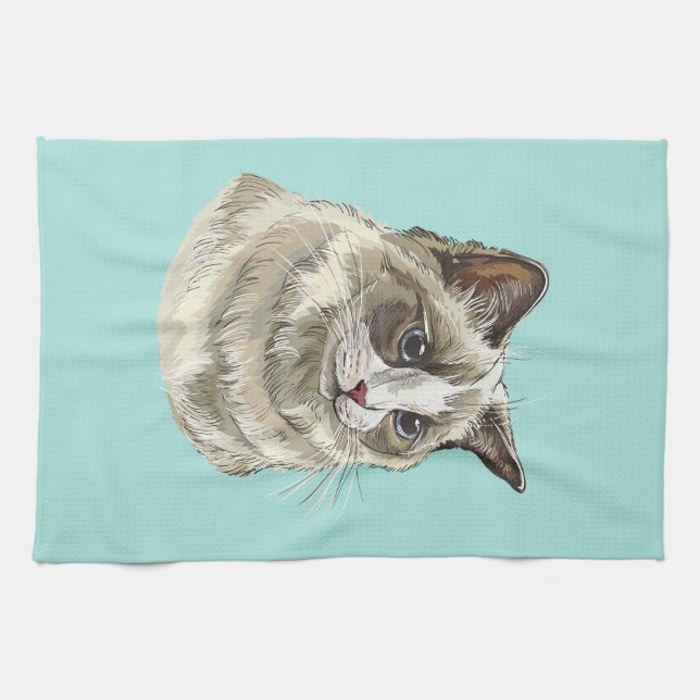 Hand drawing luffy Ragdoll cat Kitchen Towel (Horizontal)