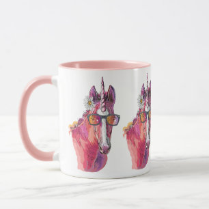 Hand drawing pink Unicorn Mug