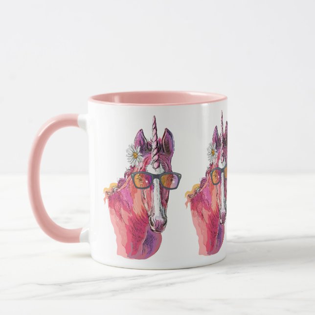 Hand drawing pink Unicorn Mug (Left)