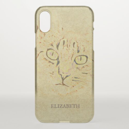 Hand Drawing Sepia Cat iPhone X Case