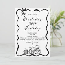 Hand Drawn 30th Birthday Invitation