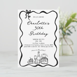 Hand Drawn 30th Birthday Invitation